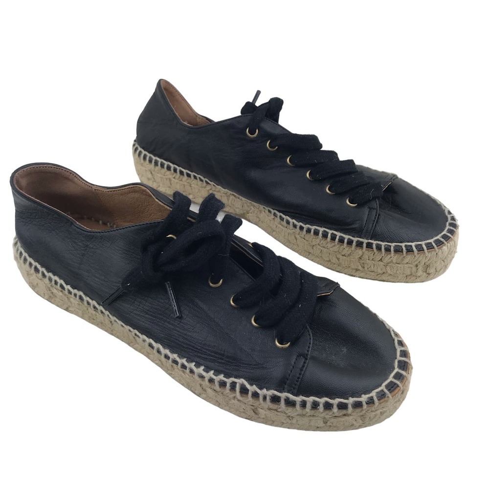 Pimaz Women's Black Leather Fashion Sneakers Espadrilles Spain  EUR 37 (US 6.5)